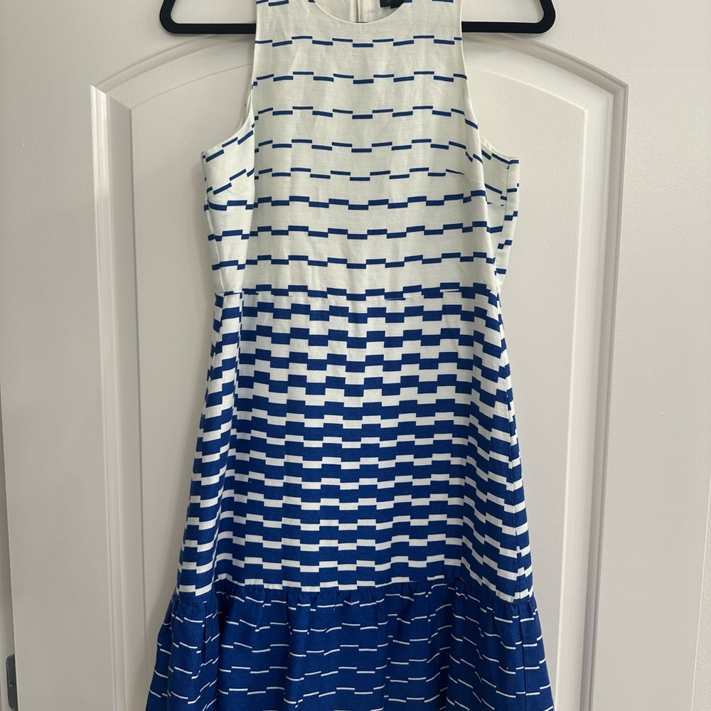Blue and White Patterned Women's Dress